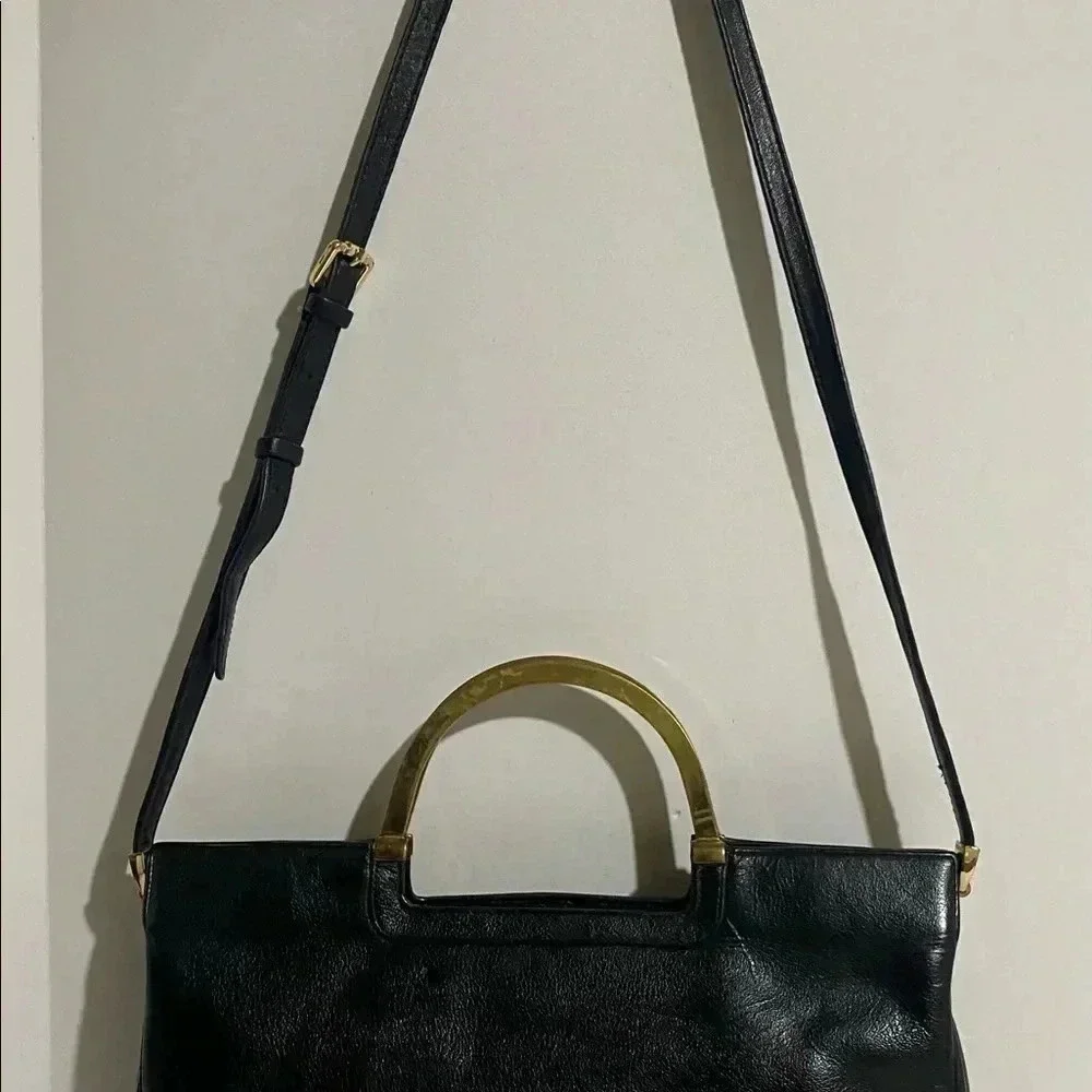 Suarez vintage black leather satchel handbag